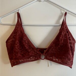 Free People animal print lace bralette size M coral